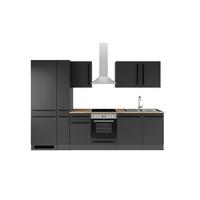 Küchenblock Jazz 8 310 Schwarz B: 310 cm - Eichefarben/Schwarz, LIFESTYLE, Holzwerkstoff (310cm) - P & B