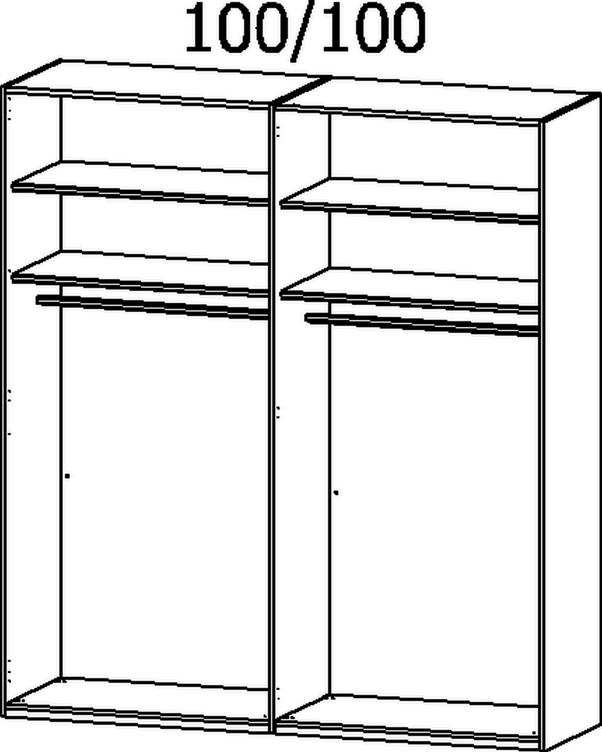 Drehtürenschrank Paola Graphitfarben/Grau - Graphitfarben/Grau, Trend, Glas/Holzwerkstoff (201/223/61cm) - Rauch Möbel
