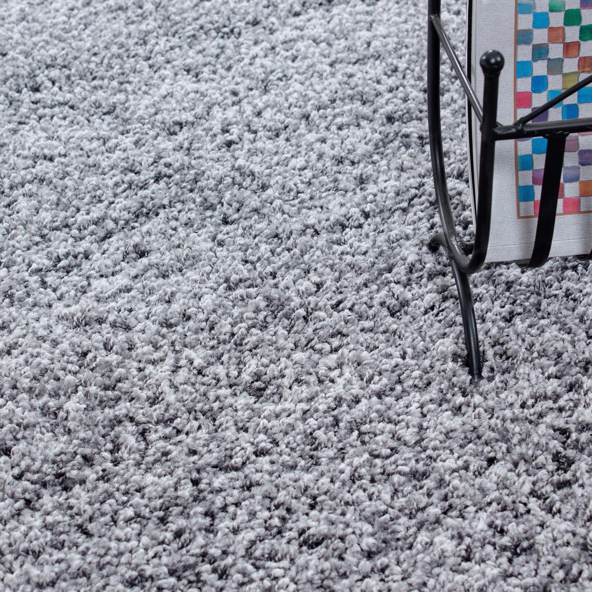 Hochflor Teppich Hellgrau Life Rund Ø 80 Cm - Hellgrau, KONVENTIONELL, Textil (80cm) - Novel