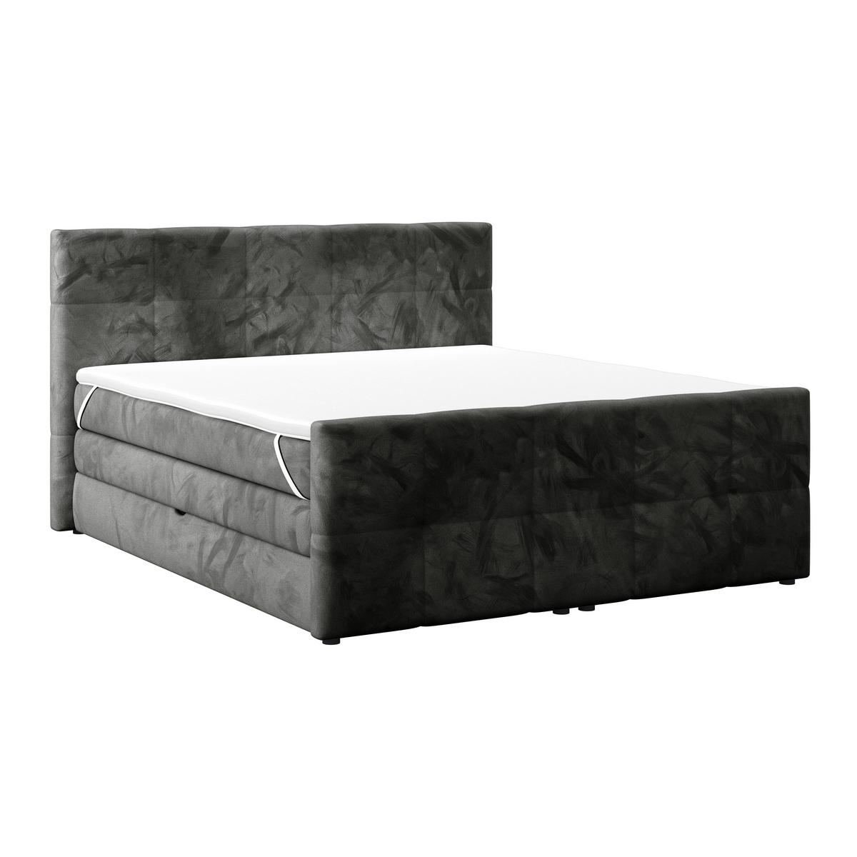 Boxspringbett mit Topper und Bettkasten 160x200 cm Medino - Anthrazit, KONVENTIONELL, Holz/Holzwerkstoff (160/200cm) - Luca Bessoni