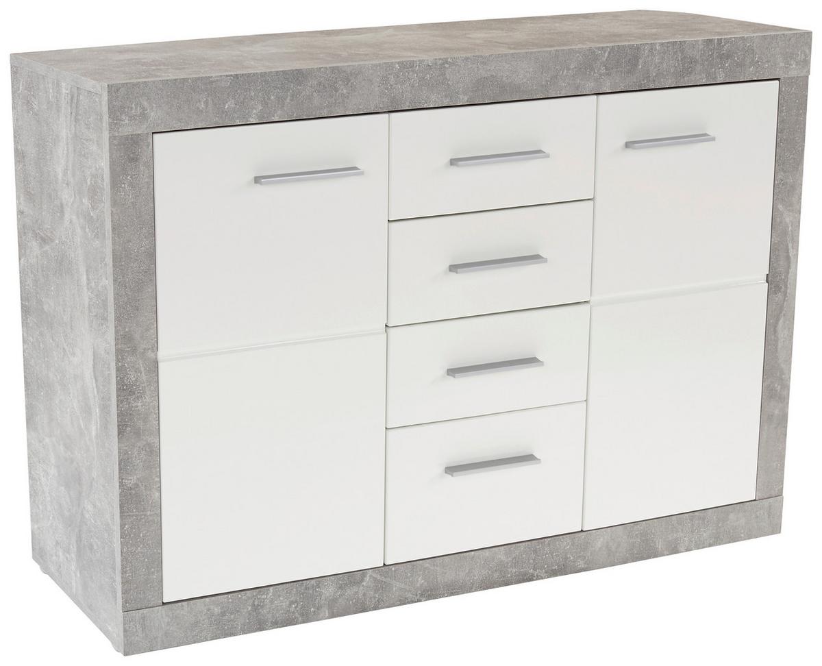 ŠIROKÁ KOMODA MALTA - šedá/bílá, Moderní, kompozitní dřevo/plast (138/86/35cm)