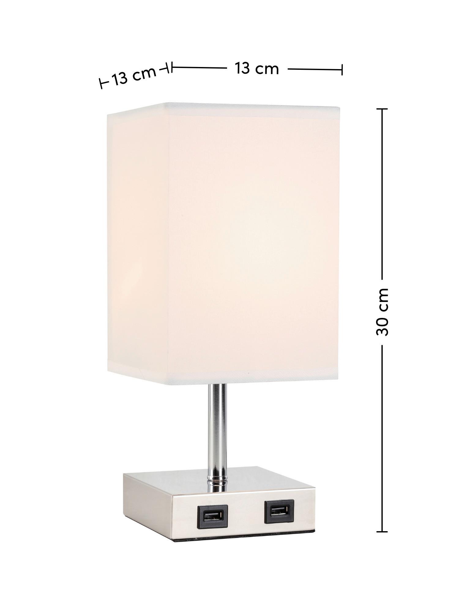 Stolní svítidlo ZIBOL, V: 13cm - bílá/barvy niklu, Romantický / Rustikální, kov/textil (13/13/30cm) - Modern Living