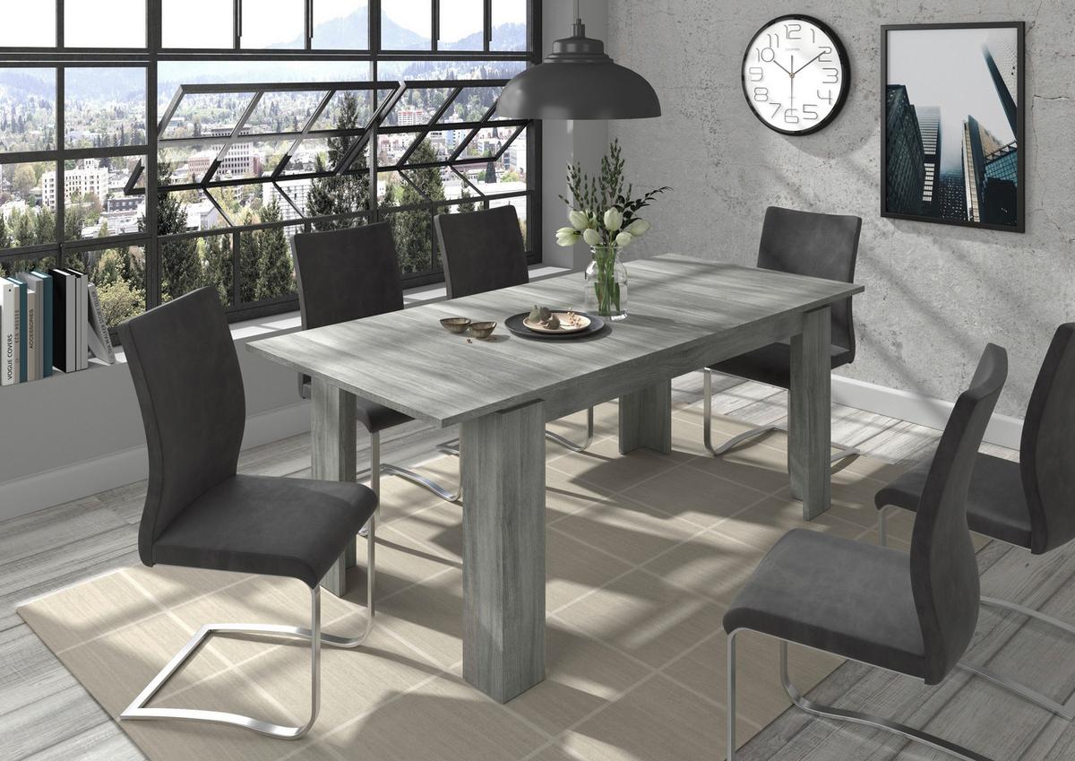Esstisch Titan Rauchsilber L: 160-200 Cm - Design, Holzwerkstoff (160/90/76cm) - MID.YOU