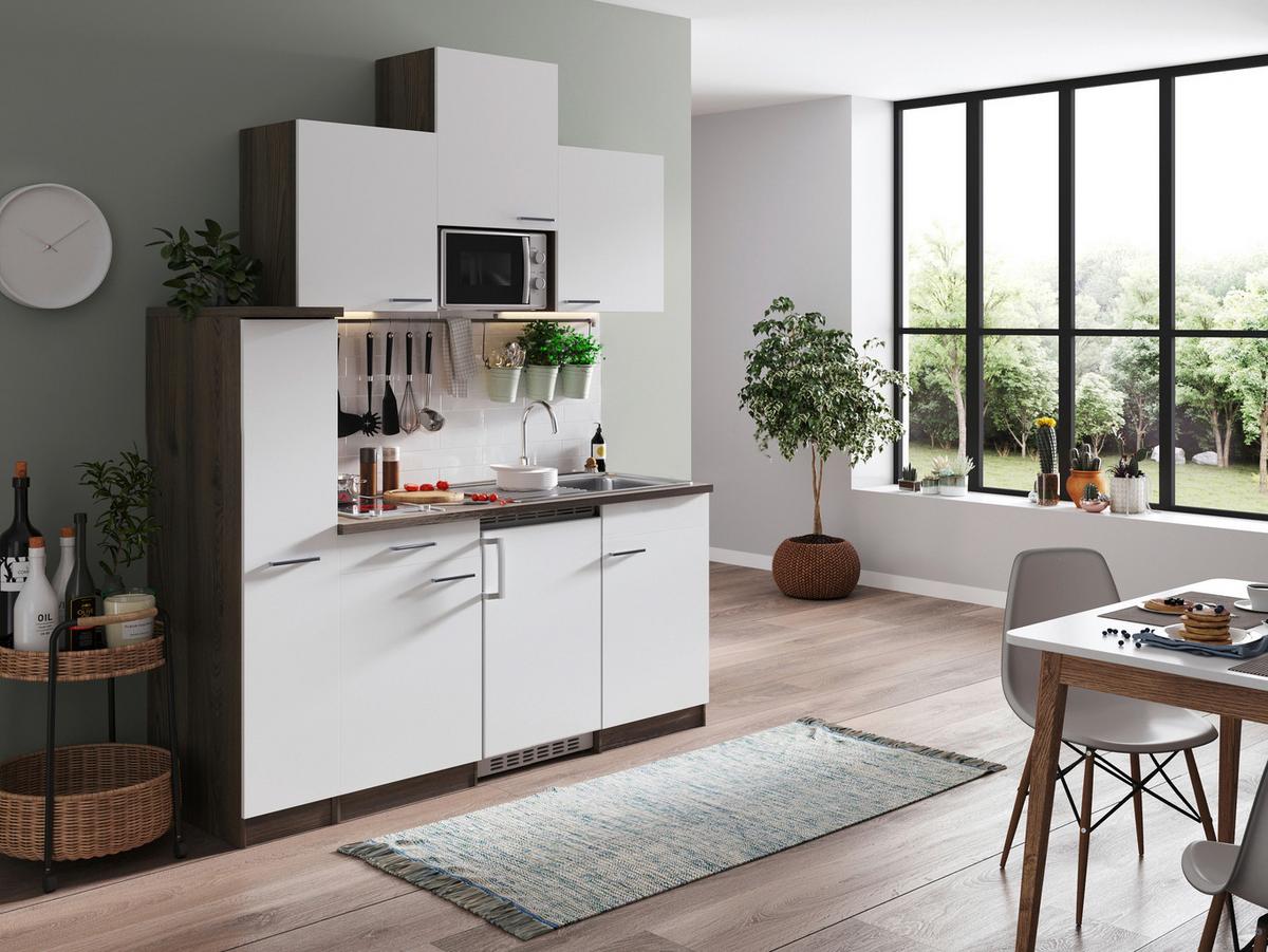 Küchenblock Oliver Singleküche 180 cm - Eichefarben/Weiß, Basics, Holzwerkstoff (180cm) - Respekta