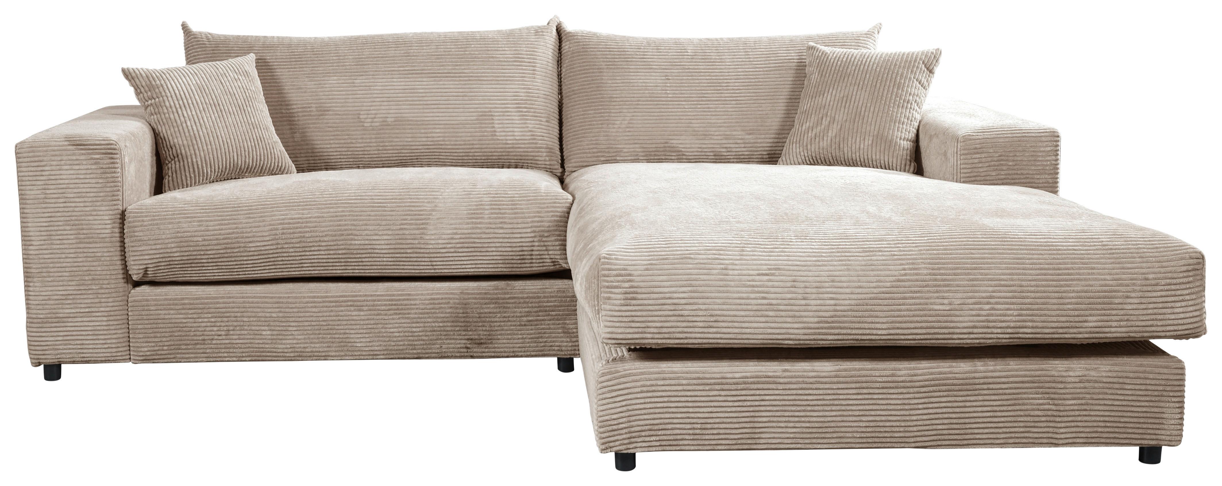 Ecksofa Funny S Rechts Hellbraun S: 265x180 cm - Hellbraun/Schwarz, Basics, Textil (265/180cm) - Livetastic
