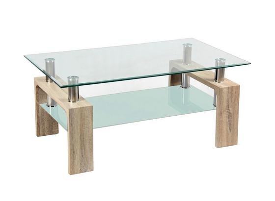 Konferenčný Stolík Silvia - farby dubu/číre, Moderný, drevený materiál/sklo (100/45/60cm) Konferenčný Stolík Silvia - farby dubu/číre, Moderný, drevený materiál/sklo (100/45/60cm)