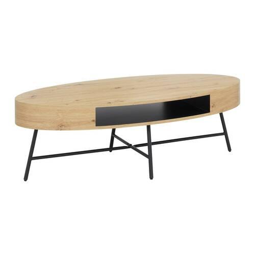 Konferenční stolek EMILIA - černá/barvy dubu, Moderní, kov (120/60/40cm) - Bessagi Home
