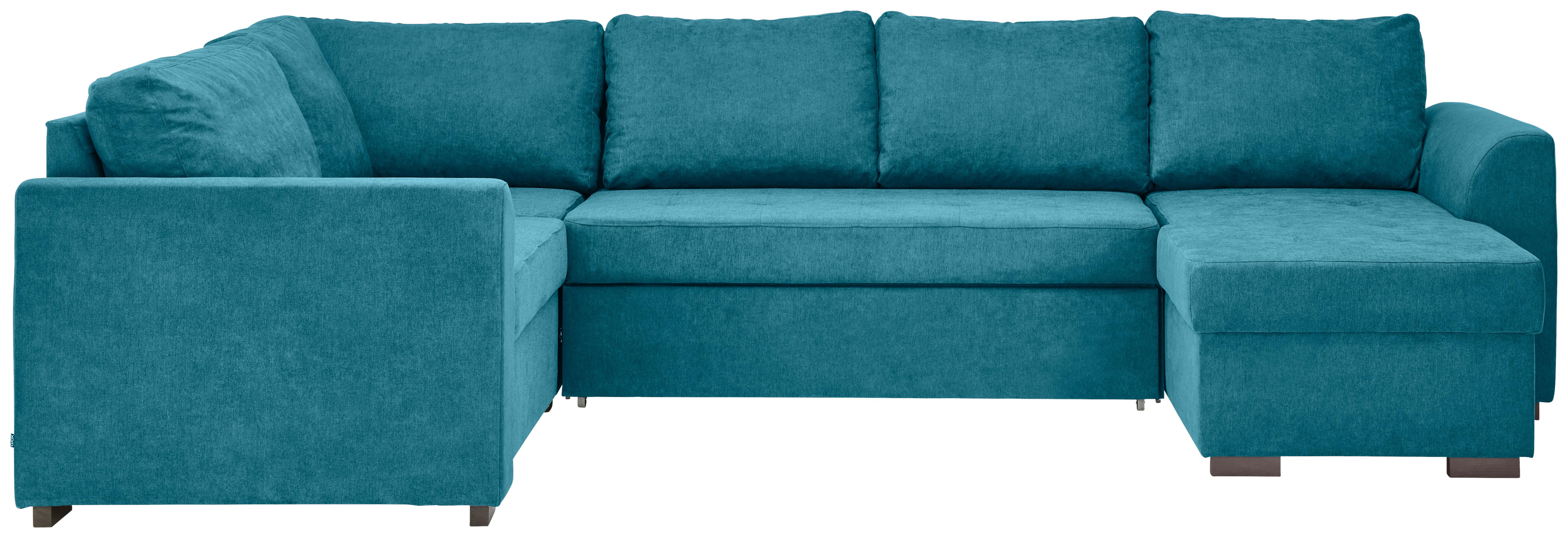 Rozkládací sedací souprava Reno U, barva petrolej - petrolej/černá, Design, textil/plast (205/311/160cm) - Xora