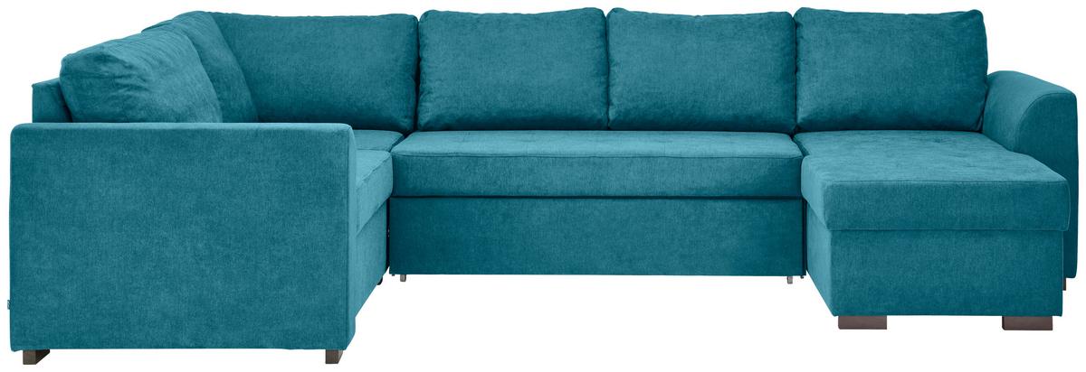 Rozkládací sedací souprava Reno U, barva petrolej - petrolej/černá, Design, textil/plast (205/311/160cm) - Xora