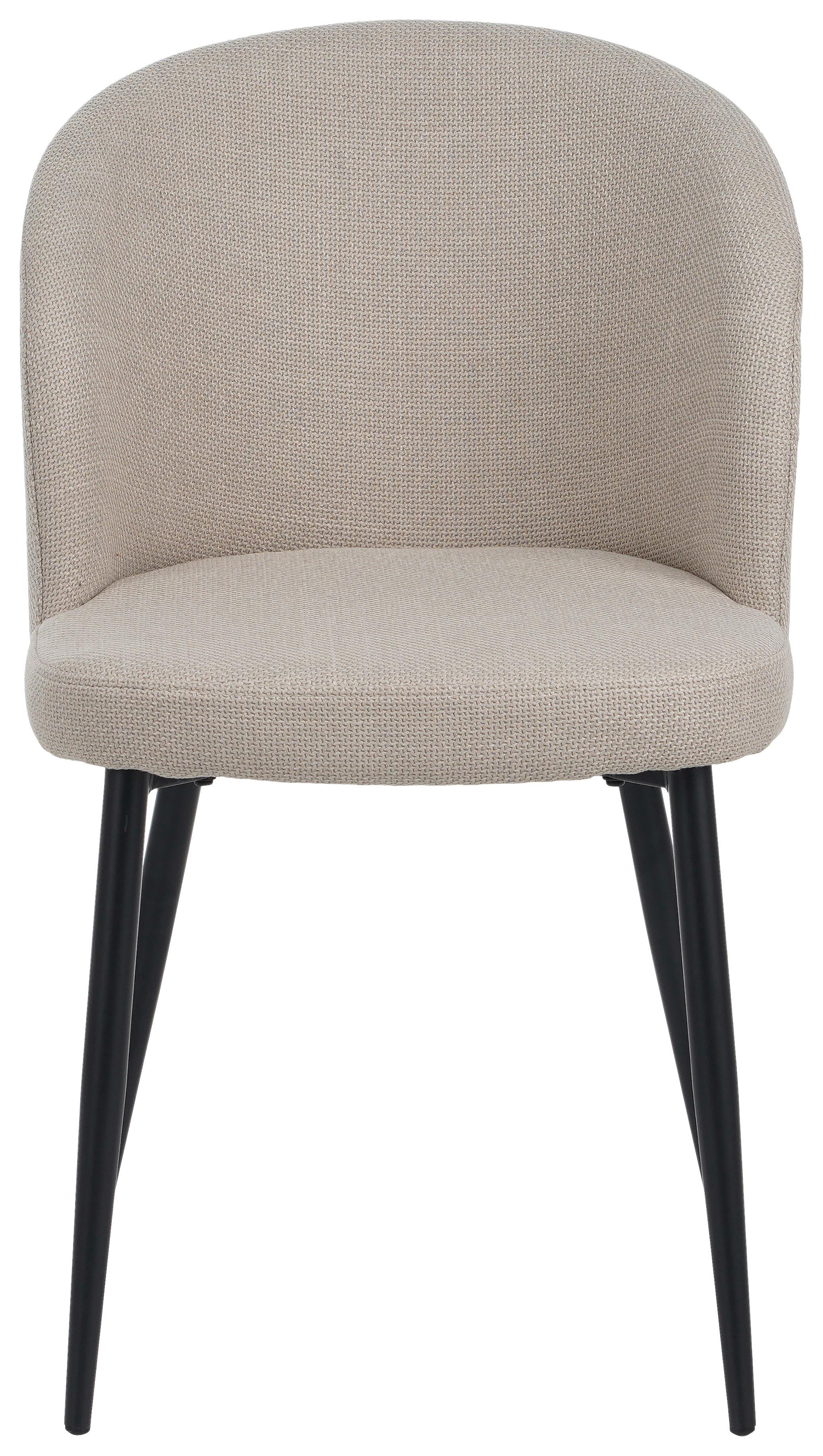 Vierfußstuhl Flo Webstoff Beige, B: 49 cm - Beige/Schwarz, KONVENTIONELL, Textil/Metall (49/78/58cm) - MID.YOU