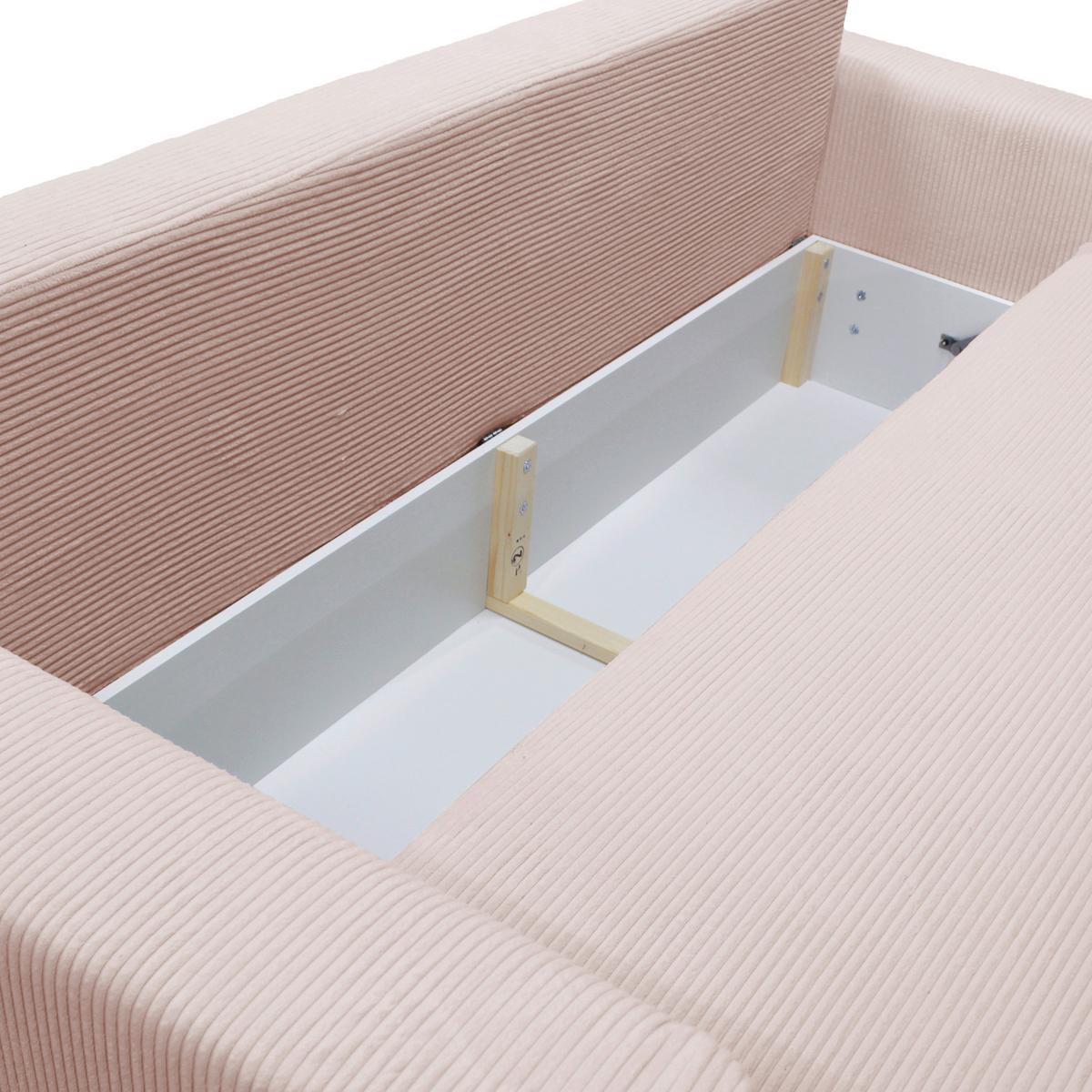 Schlafsofa Ralf Rosa B: 232 cm - Silberfarben/Rosa, Design, Textil (232/88/105cm) - MID.YOU