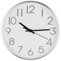 Wanduhr Alfa Weiß/Silber, D: 30 cm - Silberfarben/Schwarz, Basics, Glas/Papier (30cm) - Ondega