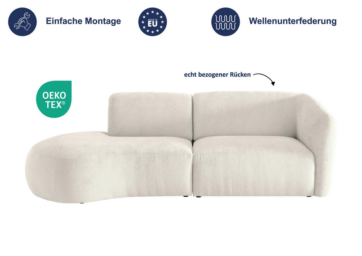 Ecksofa Jesi, Weiß S: 107x238 Cm - Schwarz/Weiß, MODERN, Textil (107/238cm) - Livetastic