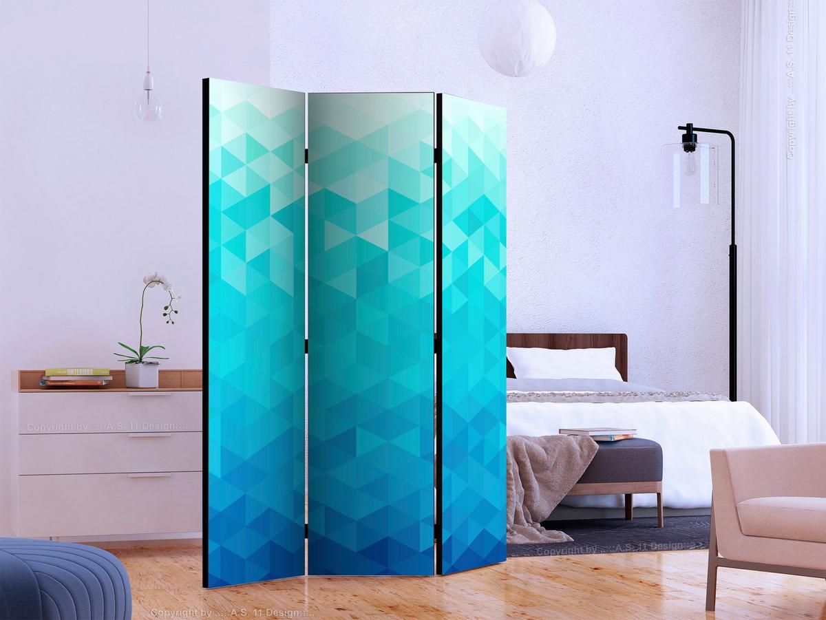 Paravent Blau Hellblau B: 135 cm - Blau/Hellblau, Basics, Holz/Textil (135/172/3cm) - artgeist