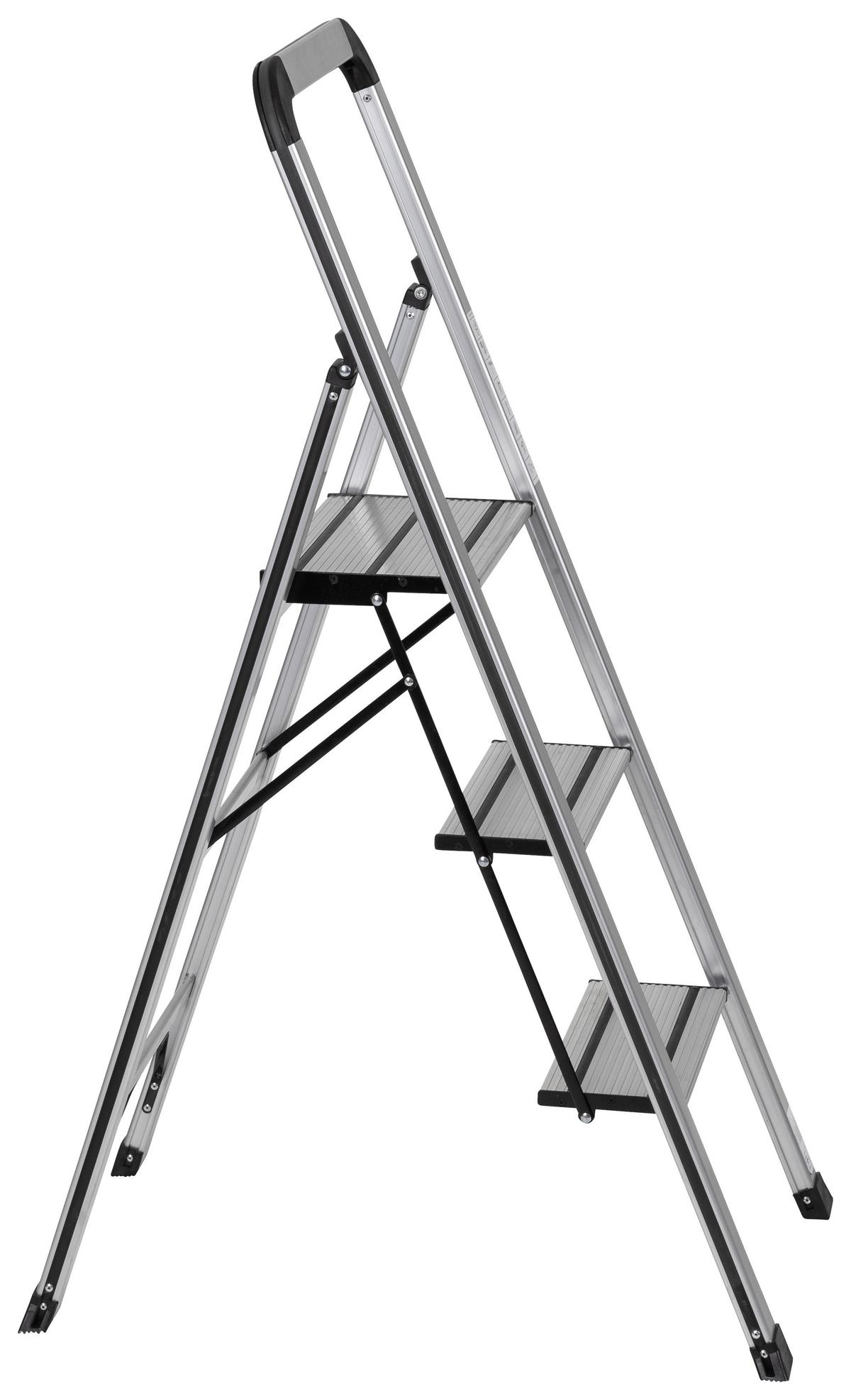 Klapptrittleiter Solid V - Alufarben, Basics, Metall (42/128/5cm) - MID.YOU