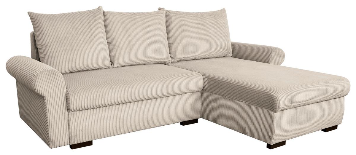 ECKSCHLAFSOFA Vasco, Beige LF: 233x168 cm - Beige/Schwarz, Trend, Textil (233/168cm)