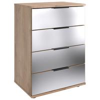 Éjjeliszekrény Saigon 52/74 Cm - tölgyfa színű/fekete, Modern, faalapú anyag/Üveg (52/74/38cm) - MID.YOU