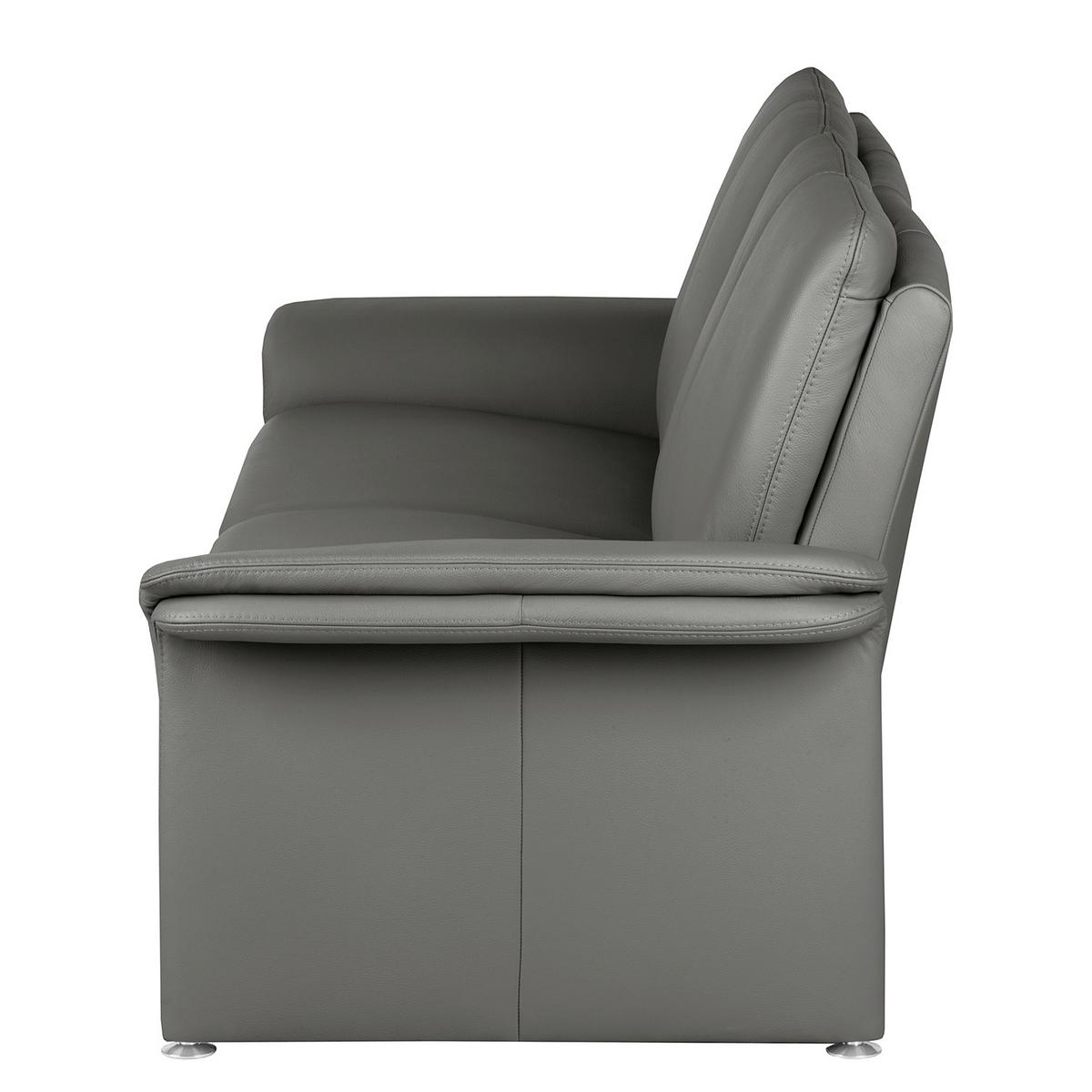 2,5-Sitzer Sofa Comodo Echtleder Anthrazit B: 197 cm - Anthrazit/Silberfarben, Design, Leder (197/90/88cm) - Livetastic