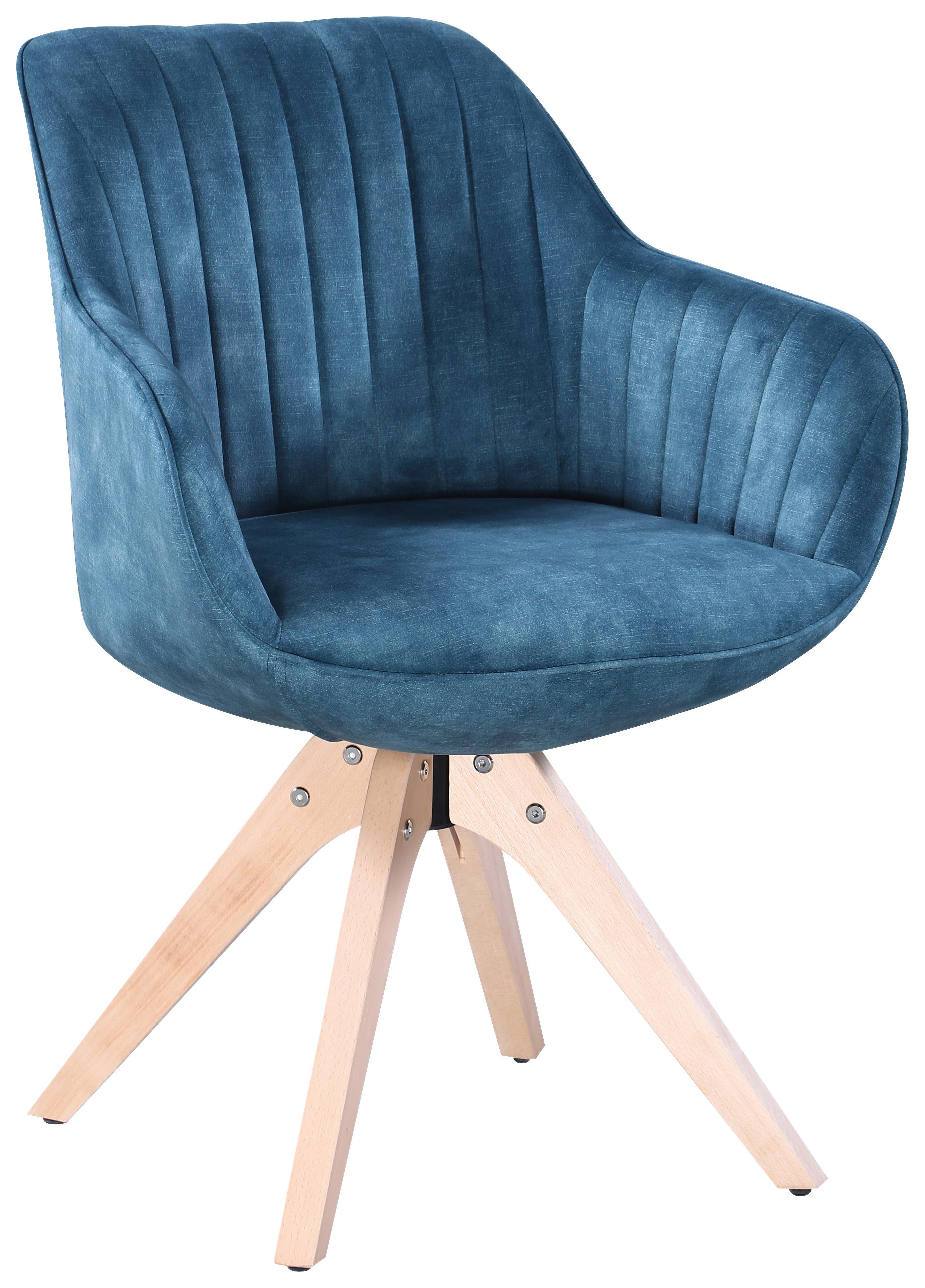 Židle S Područkami Relax - přírodní barvy/tyrkysová, Moderní, dřevo/textil (60/61/82cm) - Modern Living