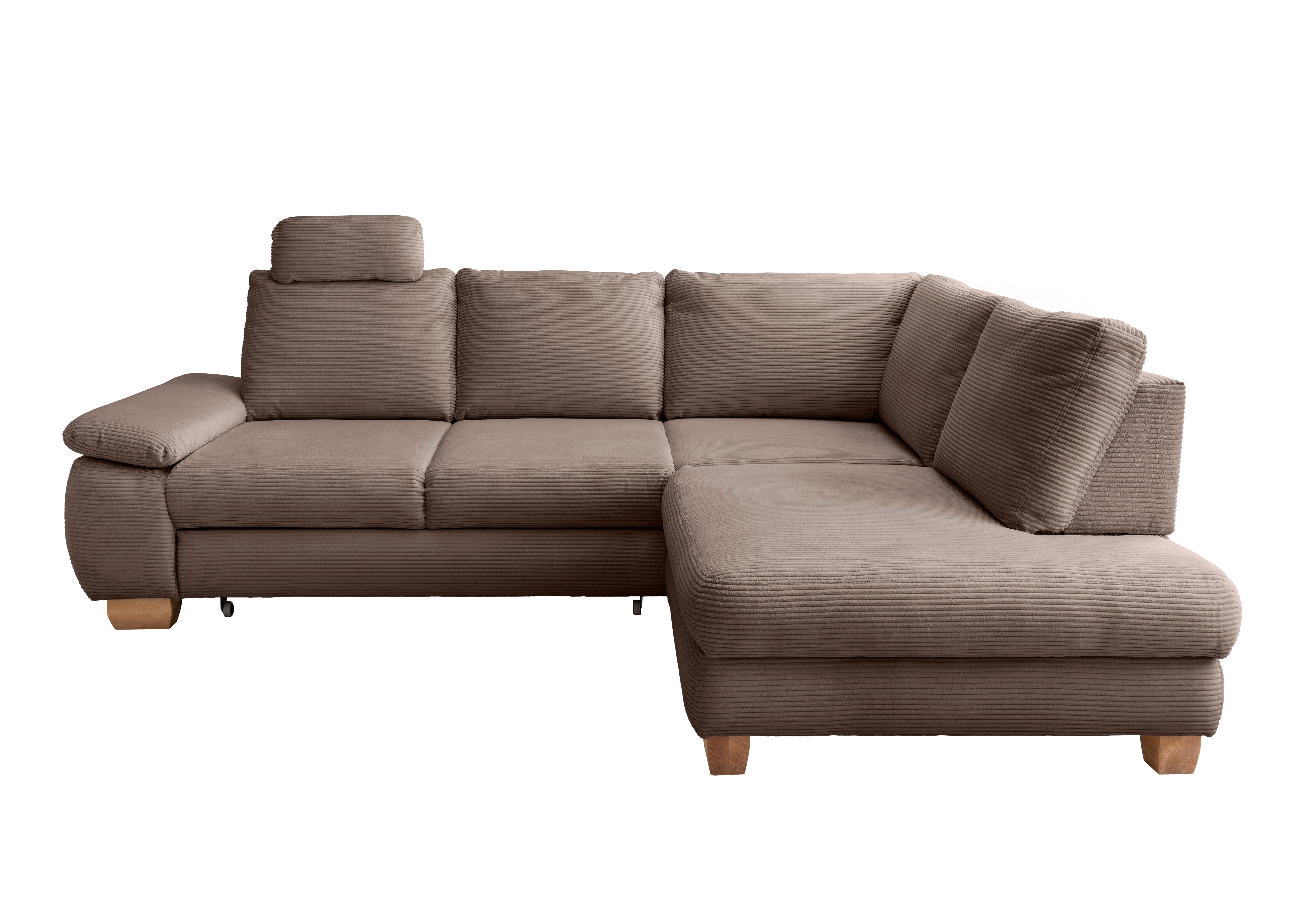 Eckschlafsofa Positano Graubraun S: 261x206 cm - Wildeiche/Graubraun, MODERN, Textil (261/206cm) - Livetastic