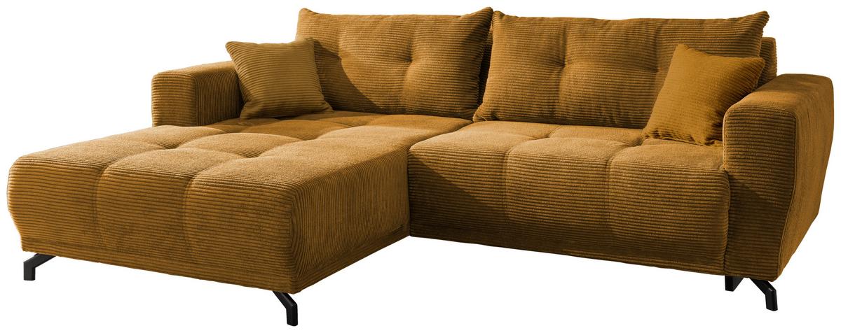Ecksofa mit Schlaffunktion Restato Goldfarben - Goldfarben/Schwarz, MODERN, Holz/Textil (177/246cm) - MID.YOU