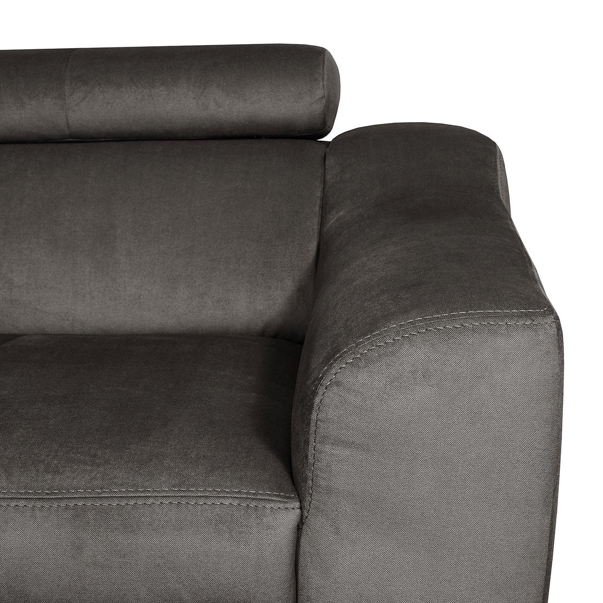 Ecksofa Aspen mit Bettkasten Webstoff Dunkelgrau 208x245 cm - Dunkelgrau/Buchefarben, Design, Textil (208/245cm) - Livetastic