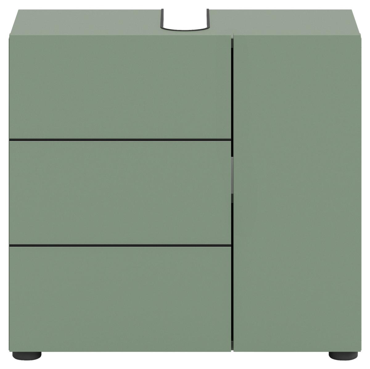 Waschbeckenunterschrank Vira Grün B: 60 cm - Schwarz/Grün, MODERN, Holzwerkstoff (60/57/34cm) - MID.YOU