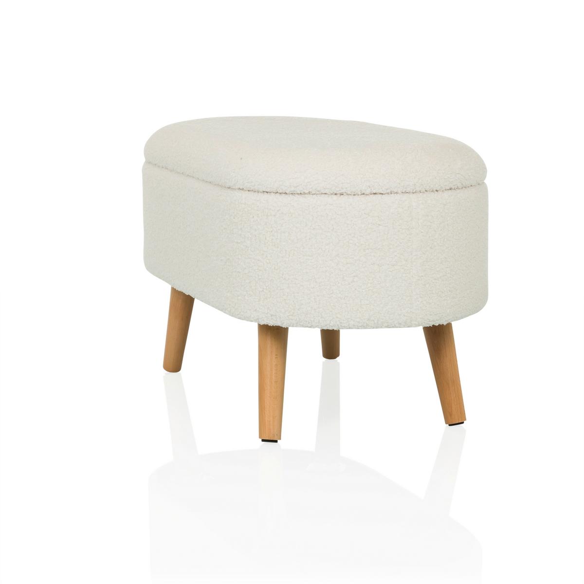 Hocker Storiano Weiß B: 82 Cm - Eichefarben/Weiß, MODERN, Textil (82/43/47cm) - MID.YOU