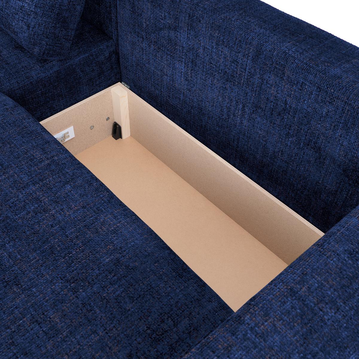 Ecksofa Dallas Dunkelblau 258x173 Cm - Schwarz/Dunkelblau, MODERN, Holz/Kunststoff (258/173cm)