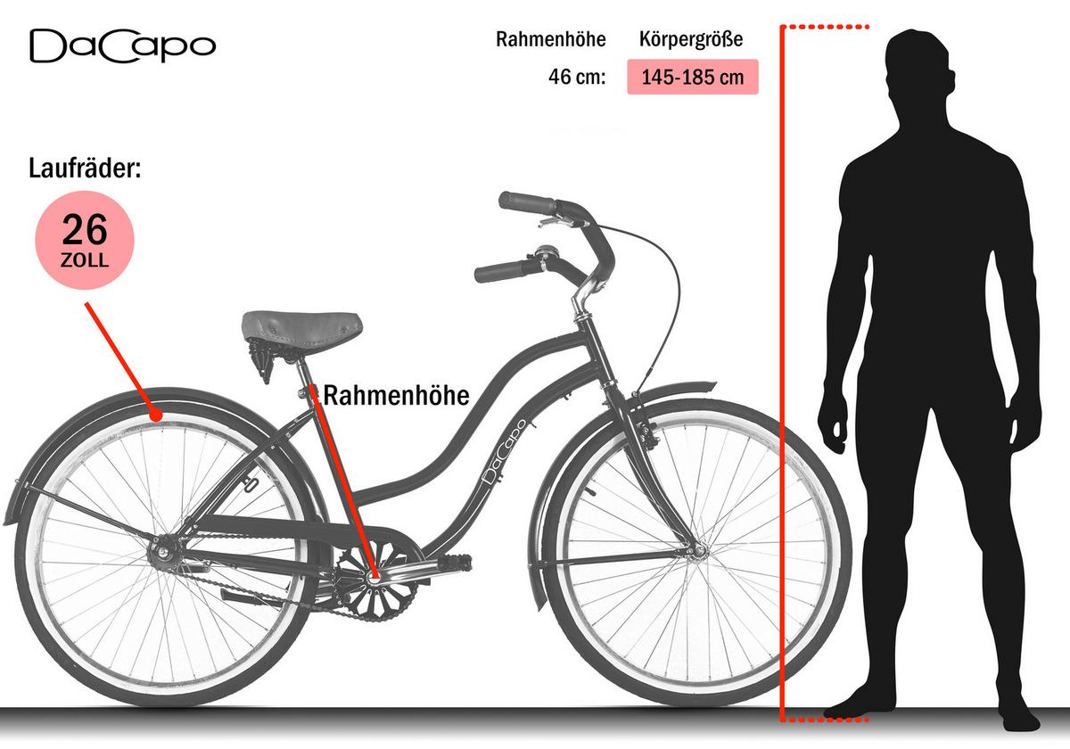 Beachcruiser Damen 26 Zoll - Rot, LIFESTYLE, Metall (25/140cm)