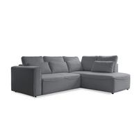 Rohová sedačka HOLLY L, oboustranná, šedá - šedá/černá, Design, dřevo/textil (257/93/210cm)