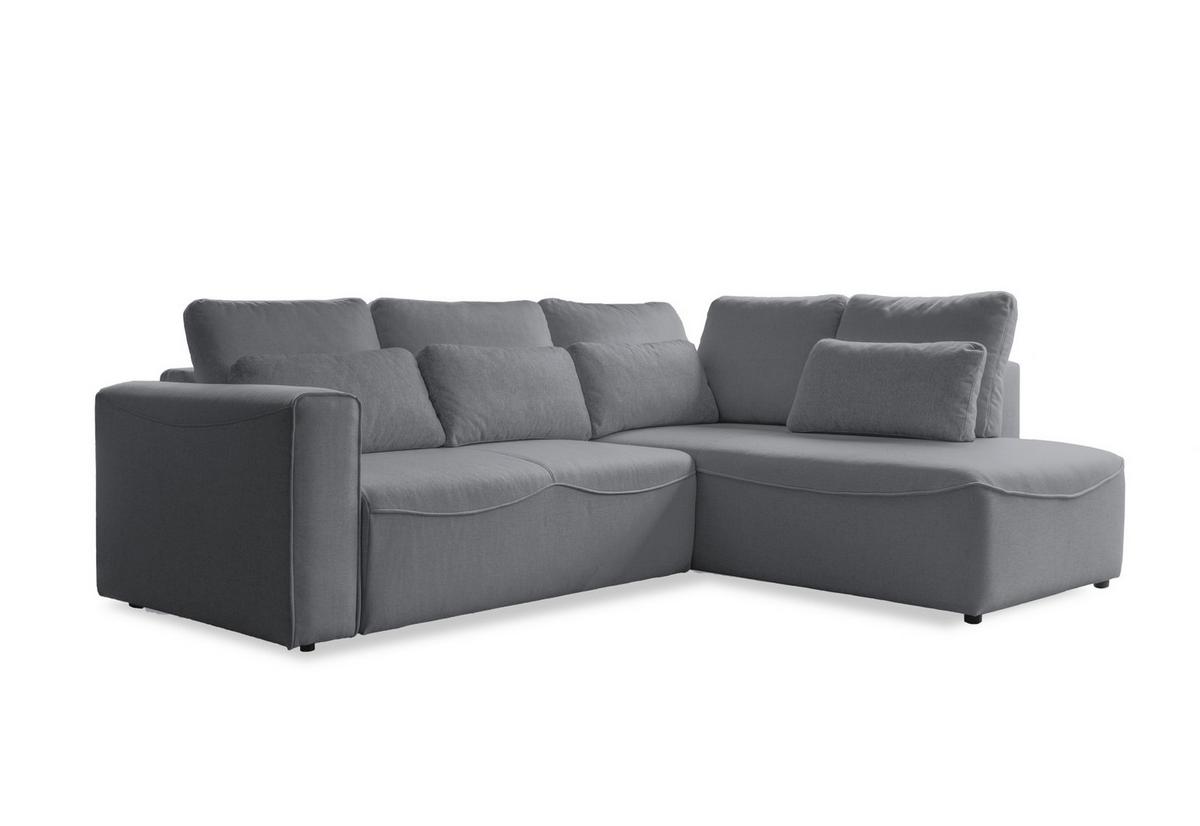 Rohová sedačka HOLLY L, oboustranná, šedá - šedá/černá, Design, dřevo/textil (257/93/210cm)