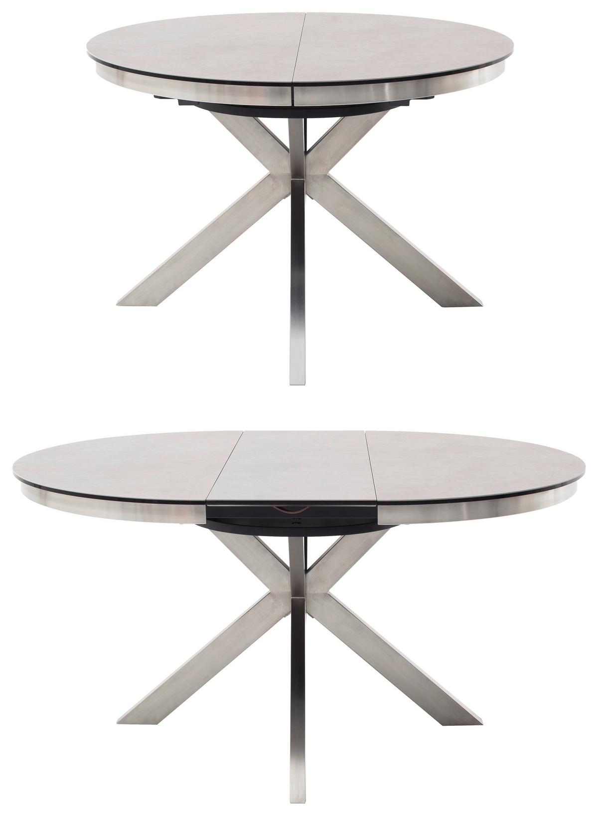 Esstisch ausziehbar Winnipeg 120-160x120 cm Anthrazit - Edelstahlfarben/Anthrazit, Design, Keramik/Metall (120/120/76cm) - Livetastic