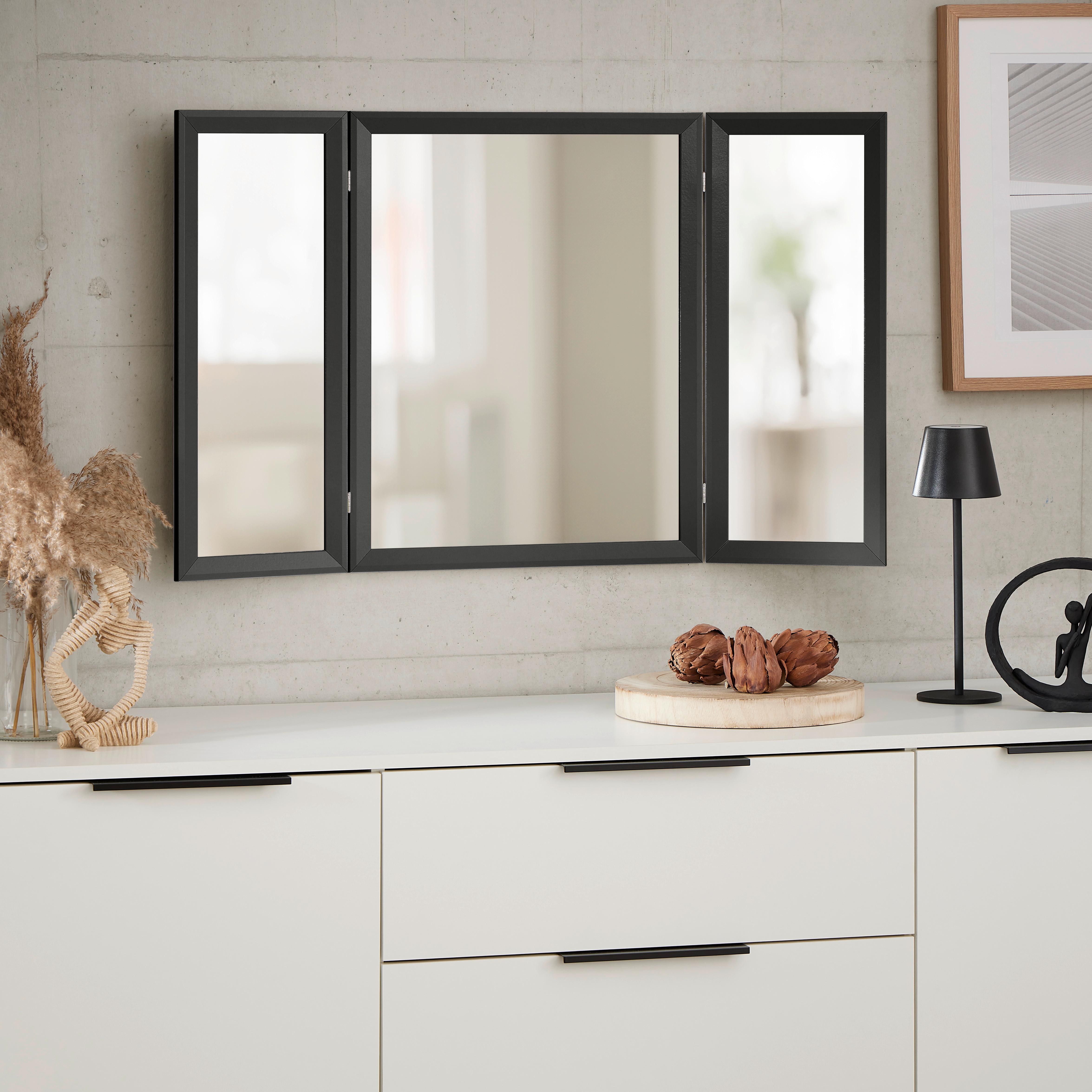 Spiegel Mia Trio - Schwarz, MODERN, Glas/Kunststoff (97/60cm)