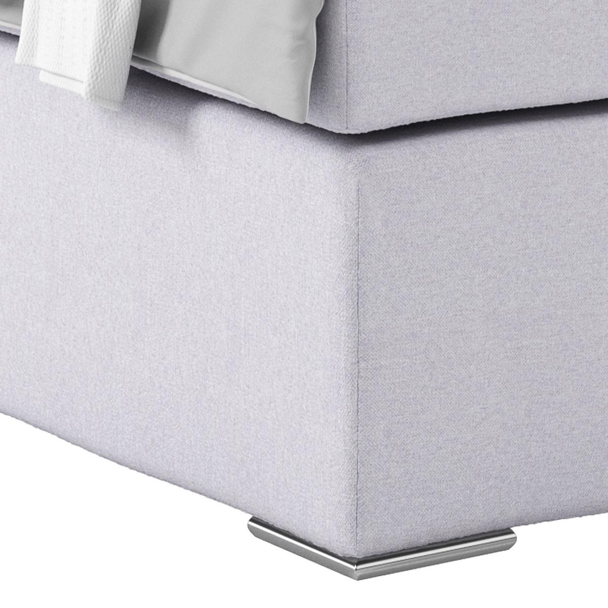 Posteľ Boxspring NERO PL: 160/200 cm, svetlosivá - svetlosivá/chrómová, Konventionell, kov/textil (160/200cm)