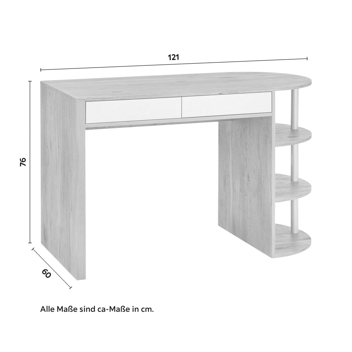 Psací stůl LOVINO - barvy dubu/barvy stříbra, Moderní (121/76/60cm) - Bessagi Home