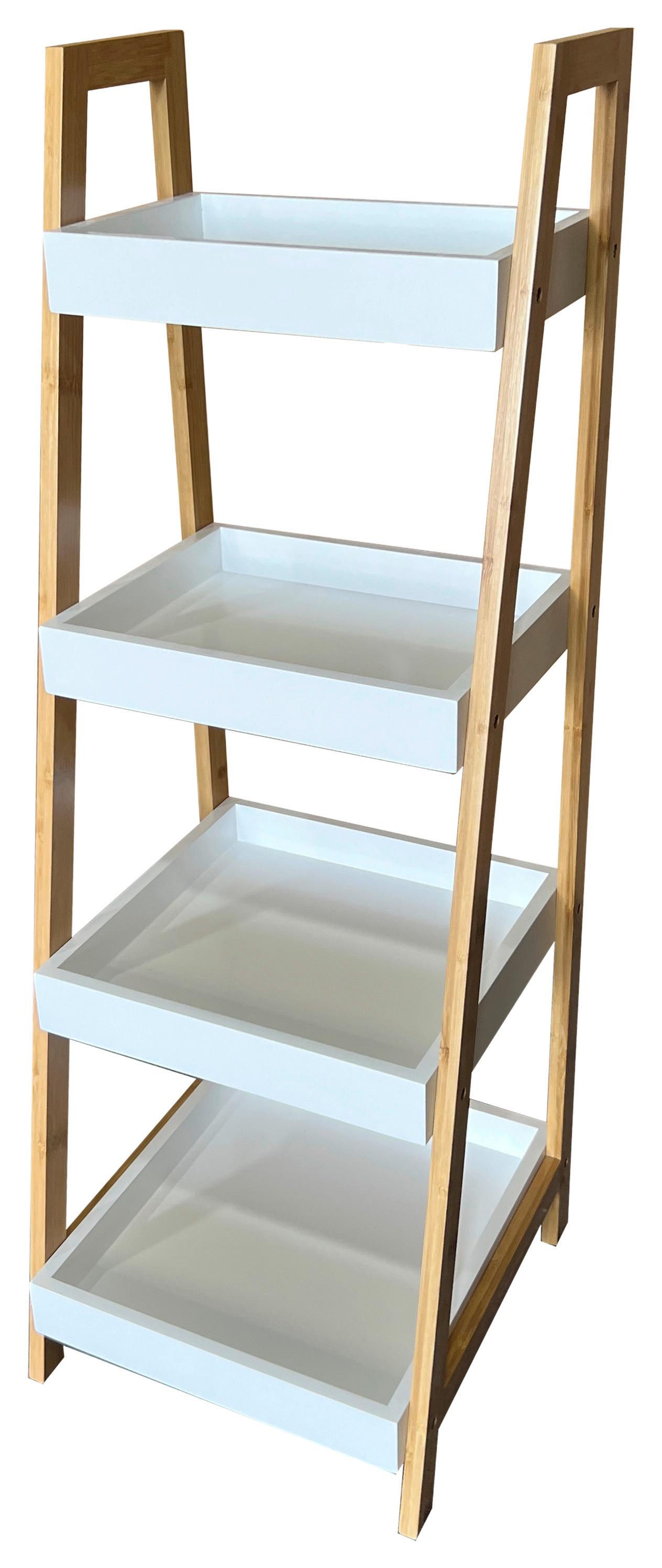 Badezimmerregal Aarhus B: 34cm Naturfarben - Naturfarben/Weiß, Design, Naturmaterialien/Holzwerkstoff (34/98/35cm) - MID.YOU