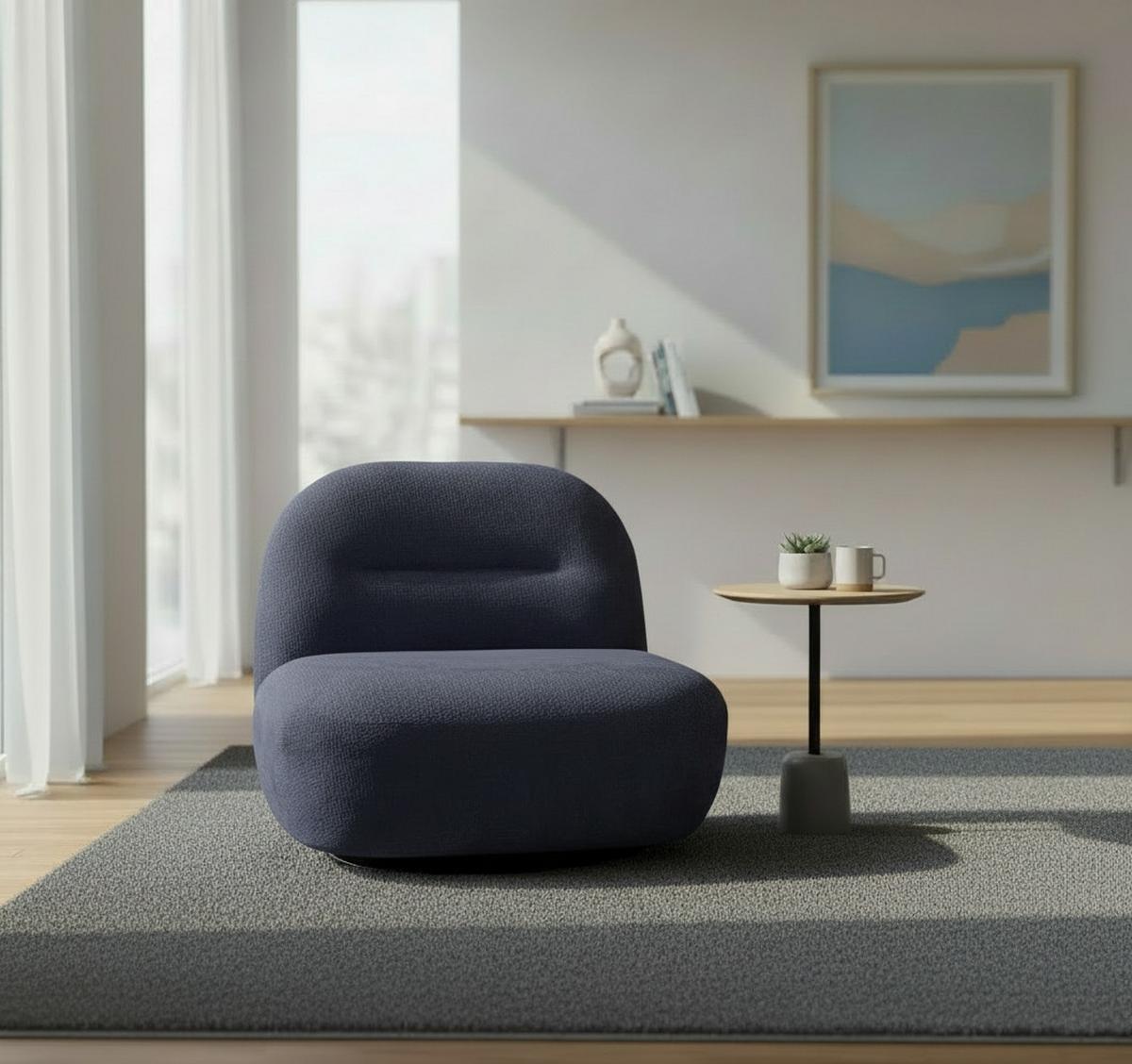 Relaxsessel Bunty Dunkelblau B: 85 cm - Schwarz/Dunkelblau, Basics, Textil (85/74/85cm) - Livetastic