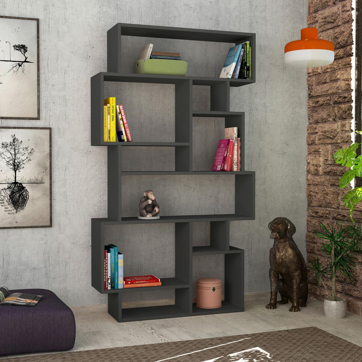 Bücherwand Karmato Bücherregal - Anthrazit, Design, Holzwerkstoff (96/169/26cm) - Livetastic