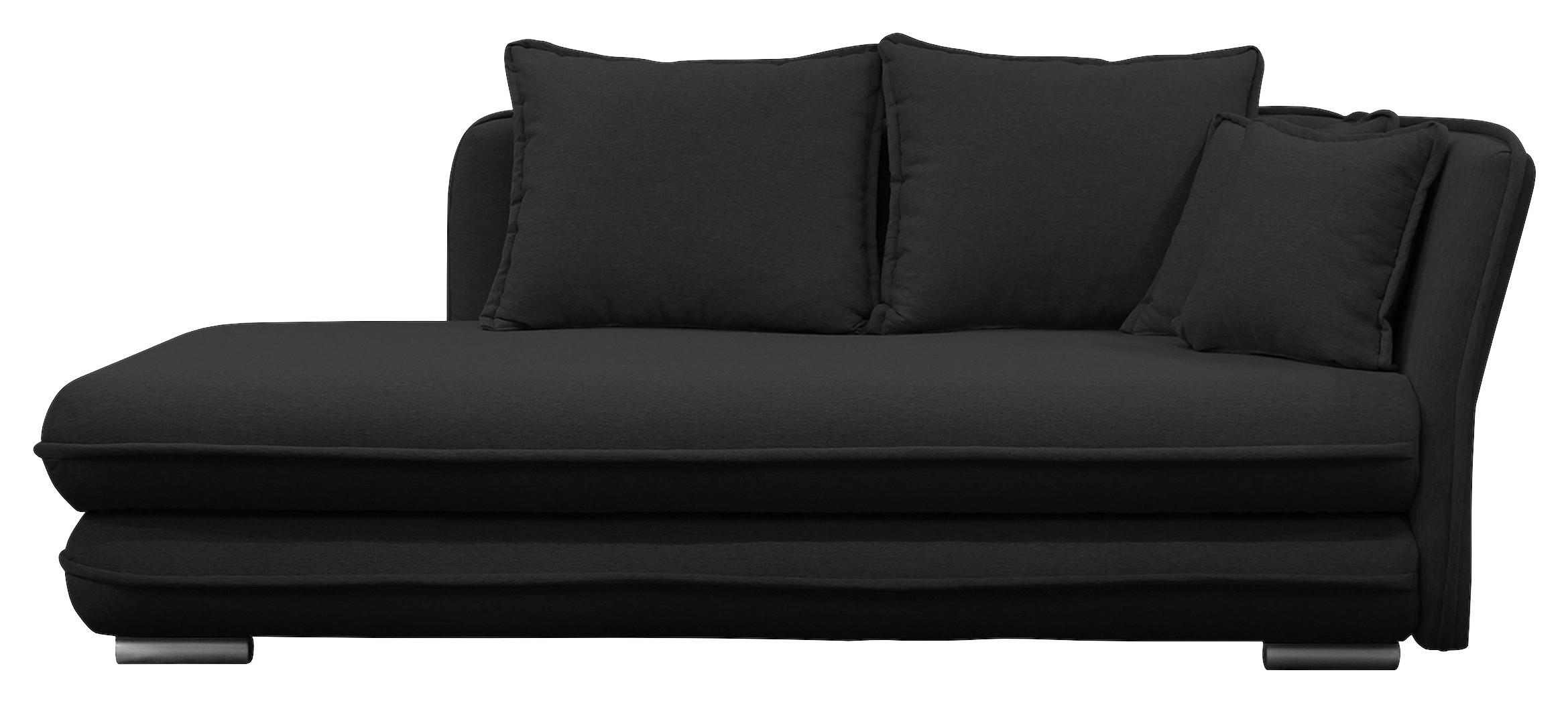 Liege Latte Schwarz Inkl. Bettkasten Ottomane Rechts - Silberfarben/Schwarz, Design, Textil (224/84/99/107cm) - MID.YOU