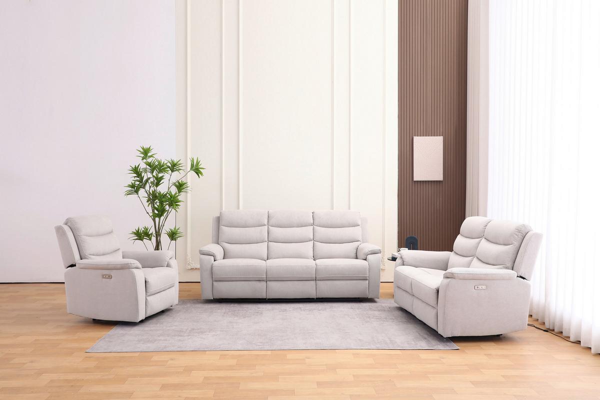 Trojmiestna relaxačná pohovka, MANCHESTER, béžová - čierna/béžová, Konventionell, textil/plast (208/102/93cm) - Based
