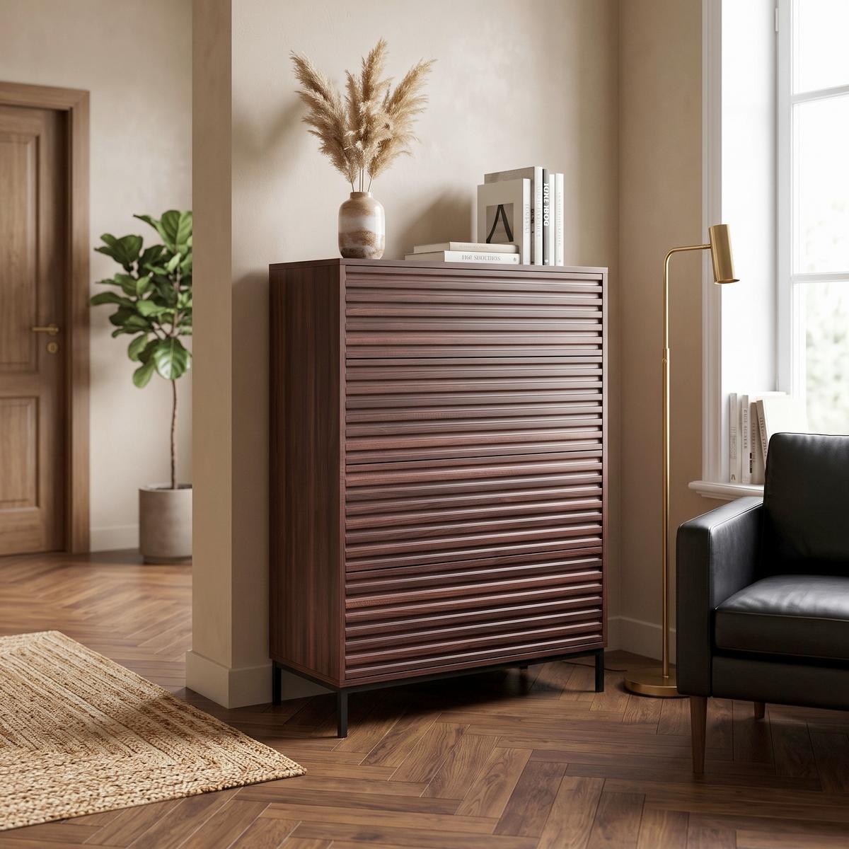 HIGHBOARD Celine Braun B: 80 cm - Schwarz/Braun, Design, Holzwerkstoff (80/110/35cm) - MID.YOU