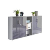 Office Edition B: 213 cm Grau/Anthrazit - Anthrazit Hochglanz/Grau, MODERN, Holzwerkstoff (213/114/33cm) - MID.YOU