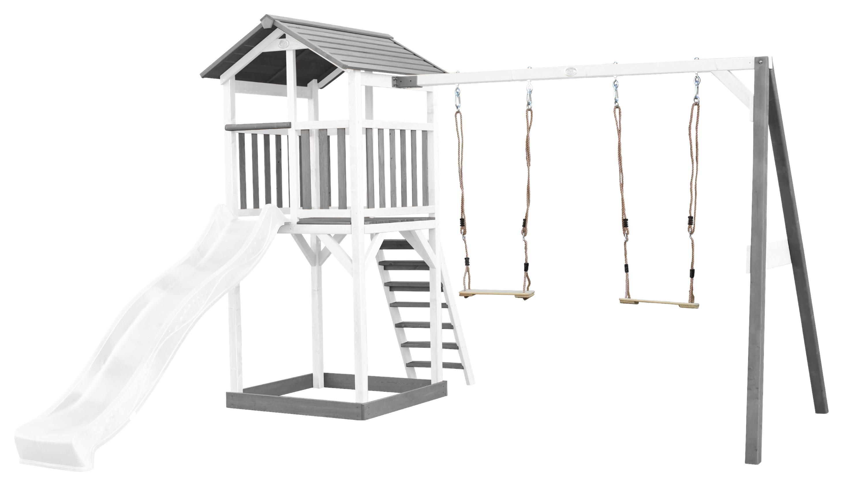 Spielturm A025.122.92 - Weiß/Grau, KONVENTIONELL, Holz/Kunststoff (356,6/241,9/349cm) - Ambia Garden