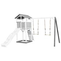 Spielturm A025.122.92 - Weiß/Grau, KONVENTIONELL, Holz/Kunststoff (356,6/241,9/349cm) - Ambia Garden