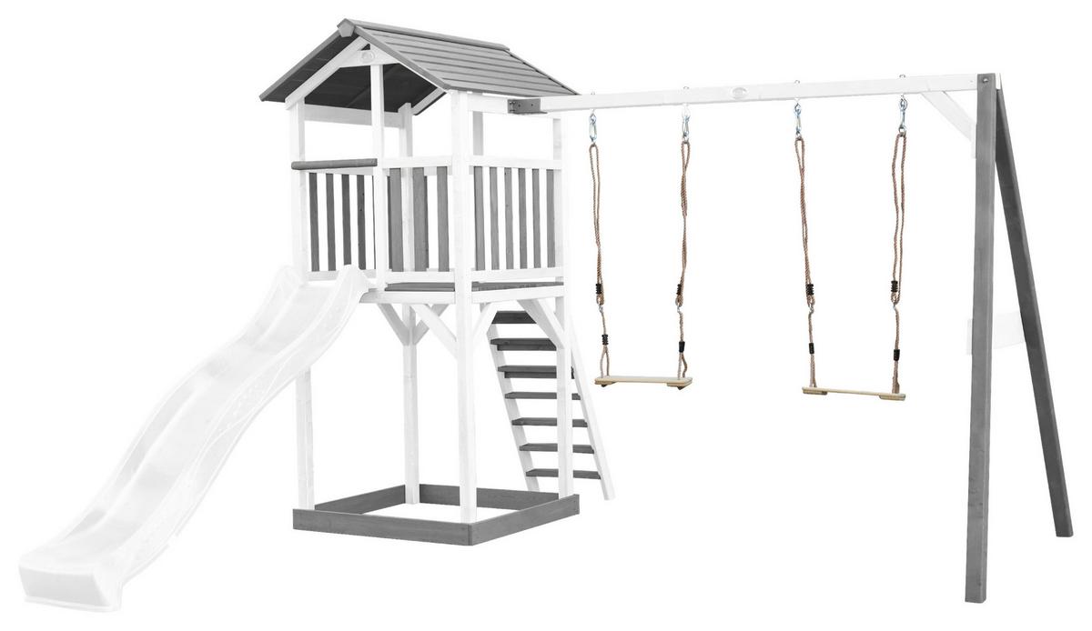 Spielturm A025.122.92 - Weiß/Grau, KONVENTIONELL, Holz/Kunststoff (356,6/241,9/349cm) - Ambia Garden