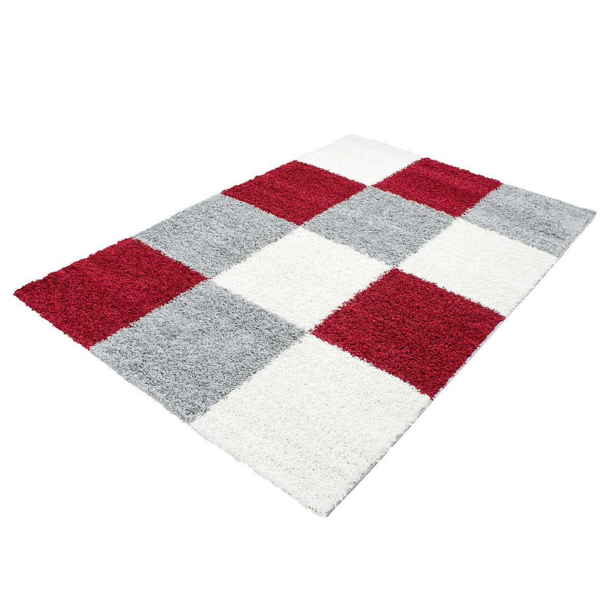 Hochflor Teppich Rot Life 200x290 cm - Rot/Hellgrau, KONVENTIONELL, Textil (200/290cm) - Novel