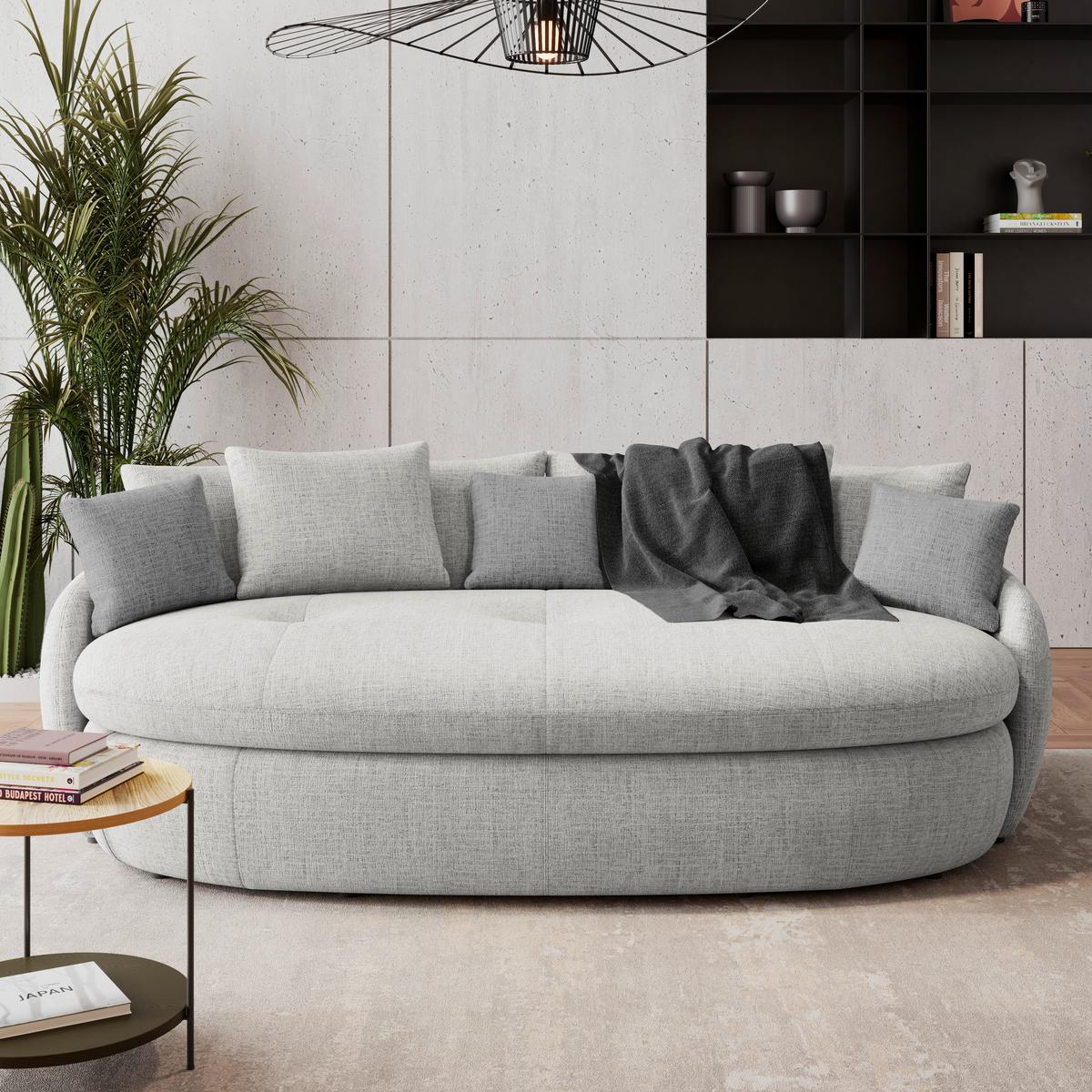 MEGA pohovka ARUBA 2, strieborná/antracitová ženilka - čierna/svetlosivá, Trend, textil/plast (238/80/140cm) - Luca Bessoni