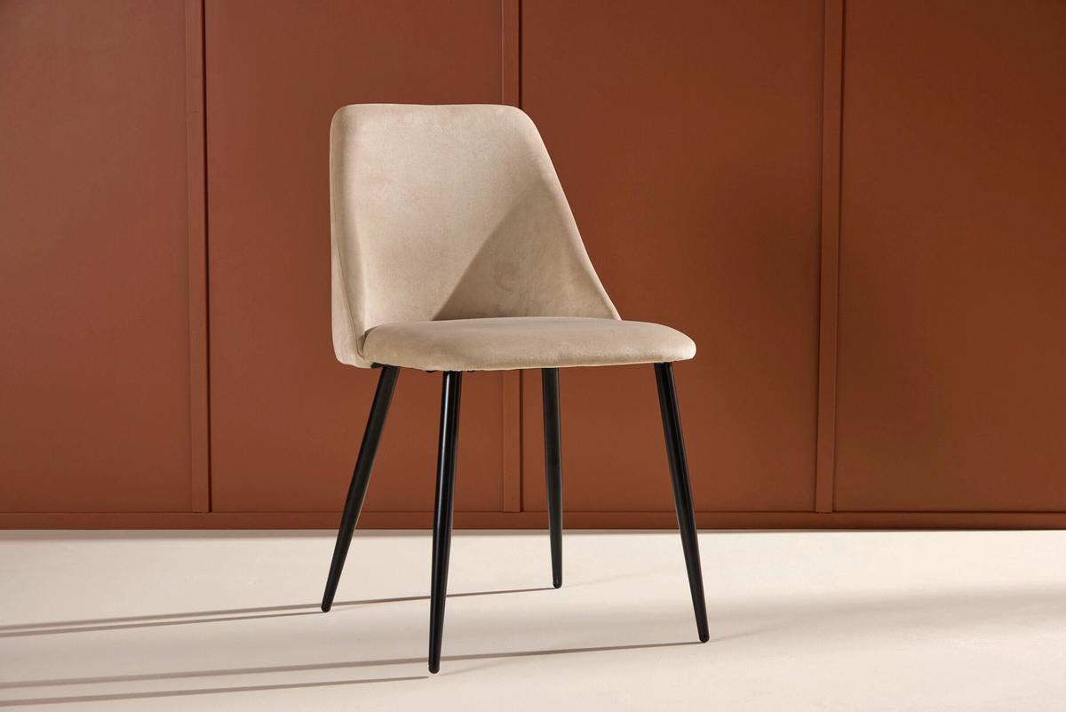 Stuhl Night Schwwarz/beige : 48 Cm - Beige/Schwarz, Design, Textil/Metall (48/83/56cm) - Livetastic