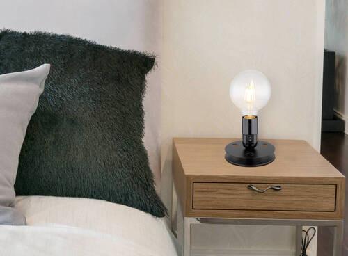 Tischlampe Schwarz Mit Schalter - Schwarz, KONVENTIONELL, Metall (12/9cm) - Globo